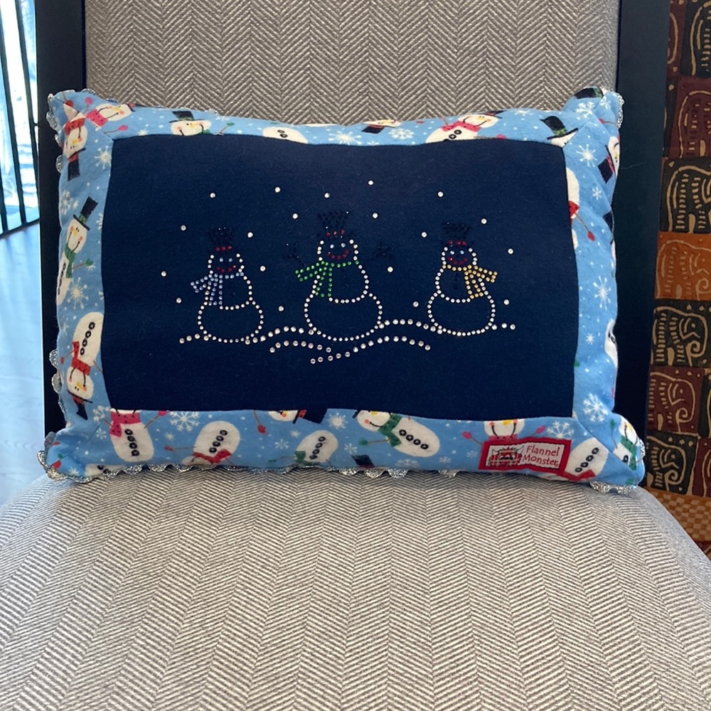NEW Snowman Bling Decorative Pillow